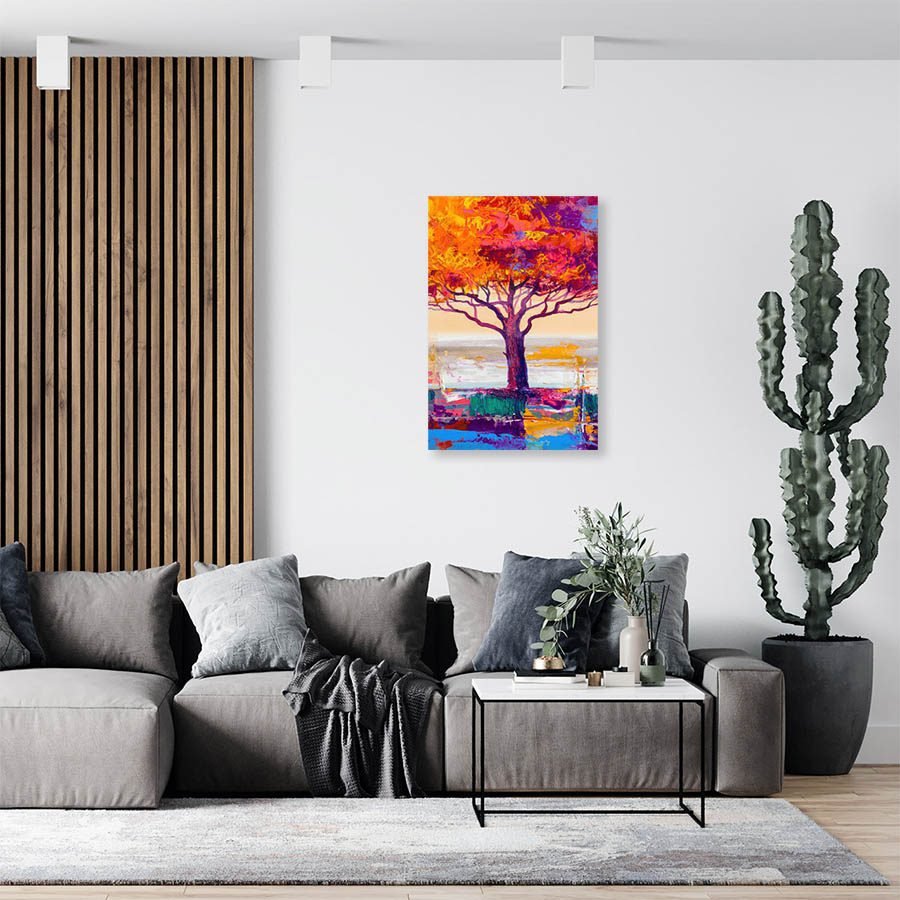 Cuadro Decorativo Arboles Colores Otoñales Estilo Oleo #04V - Imagen 3