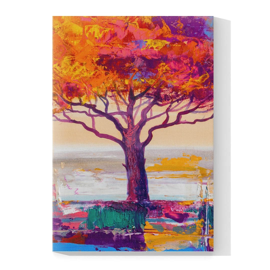 Cuadro Decorativo Arboles Colores Otoñales Estilo Oleo #04V - Imagen 4