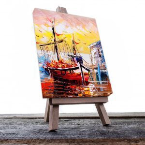 Cuadro Decorativo Barca en el Atardecer Estilo Oleo #10V