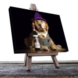 Cuadro Decorativo de Perro Golden Con sombrero y Lentes #07