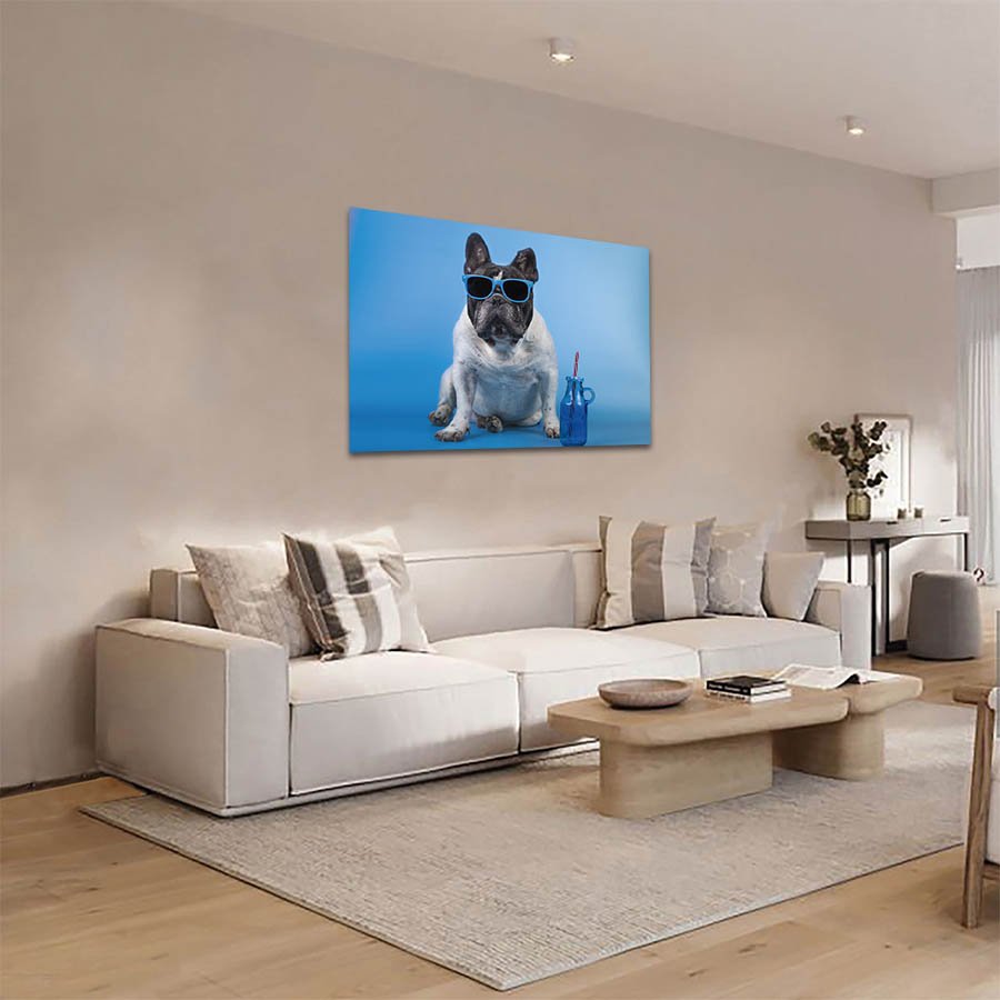 Cuadro Decorativo de Perro Pug Blanco con Lentes #25 - Imagen 3