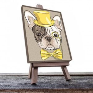 Cuadro Decorativo Dibujo de Perro Buldog con Sombrero #568
