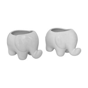 🐘 Set de 2 Macetas de Cerámica en Forma de Elefante – Elegancia y Buena Energía para tu Hogar