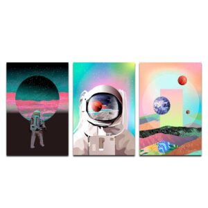 Set de 3 Cuadros Decorativos Sci-Fi Astronauta y el espacio