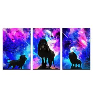 Set de 3 Cuadros Decorativos Holístico de León Místico