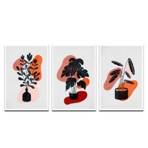 Set de 3 Cuadros Decorativos Macetas y flores