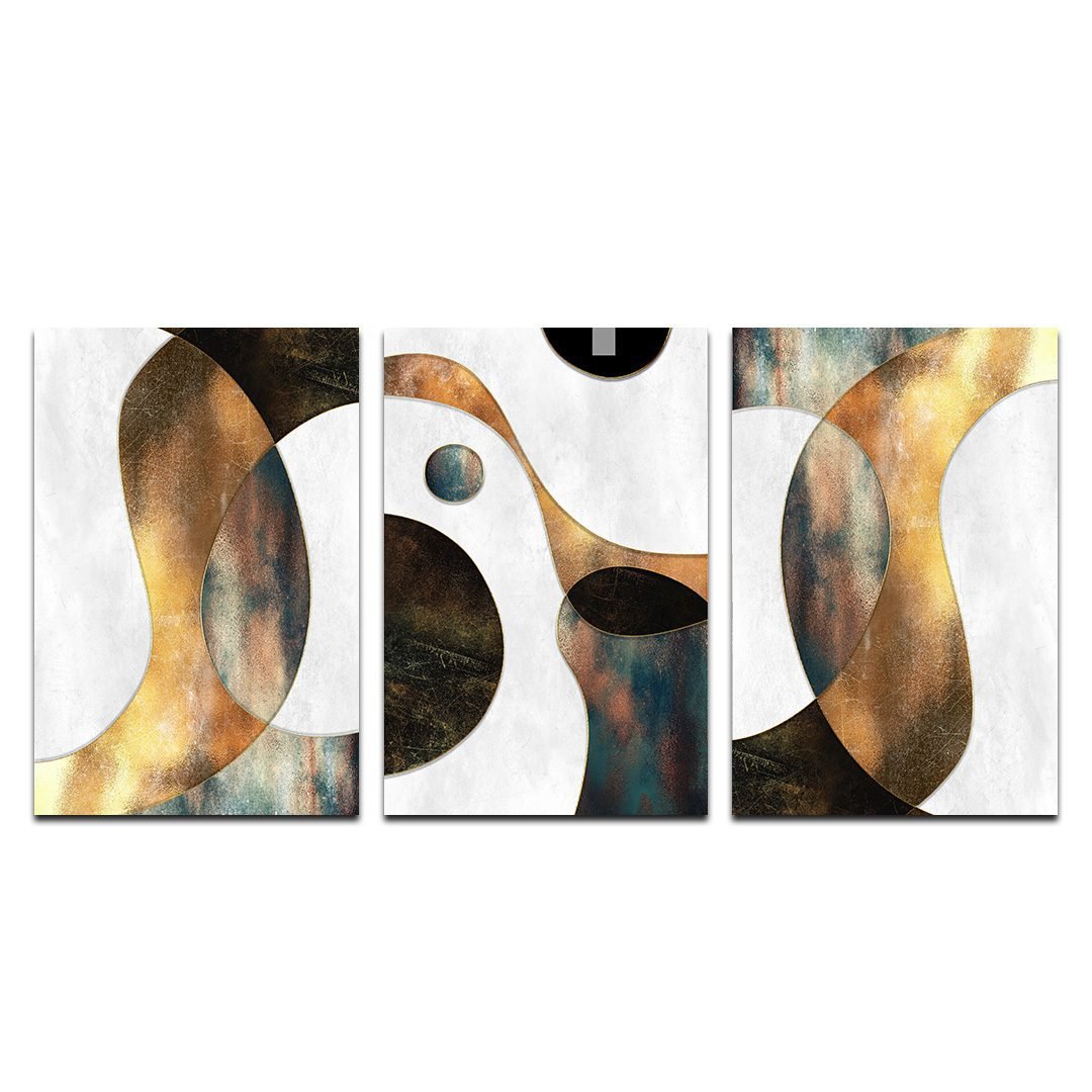 Set de 3 Cuadros Decorativos Abstractos en Dorados