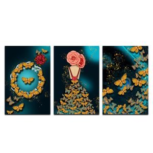 Set de 3 Cuadros Decorativos Moderno de Mariposas