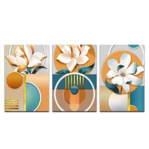 Set de 3 Cuadros Decorativos Abstracto y Moderno con Flores