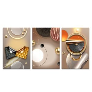 Set de 3 Cuadros Decorativos Abstractos en Dorados #2