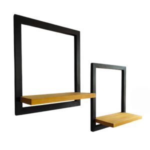 Repisas flotantes de madera natural barnizadas diseño moderno estilo Marco (Set de 2 piezas)